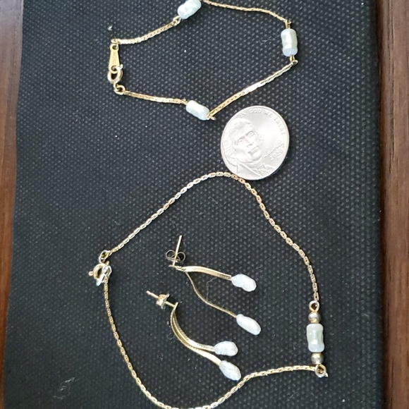 VINTAGE AVON GOLDEN FRESHWATER PEARL SET - Picture 4 of 4